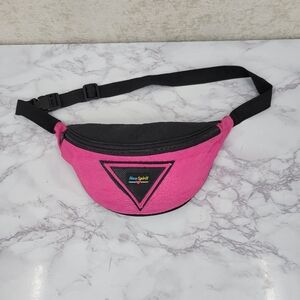 New Spirit Nylon Pink and Black Waist Belt Bag Fanny Pack